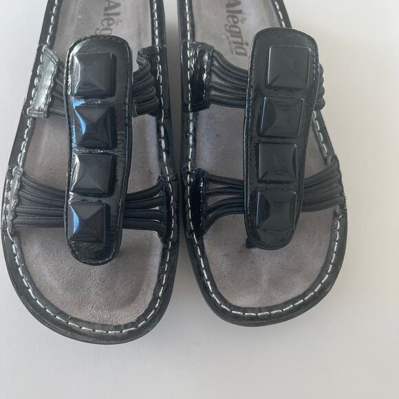 Alegria PIS-101 'Pisa' Black Patent Sandal SZ 37 Comfort Strappy - Picture 3 of 8